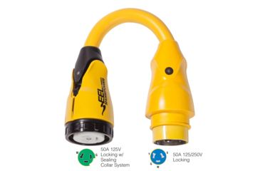 Image of Marinco P504-503 EEL 50A-125V Female to 50A-125/250V Male Pigtail Adapter - Yellow 49364