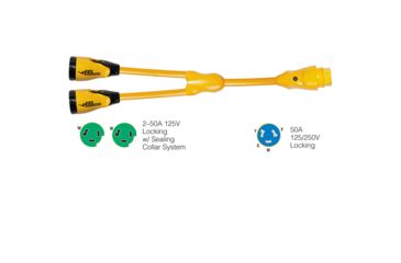 Image of Marinco Y504-2-503 EEL 250A-125V Female to 150A-125/250V Male "Y" Adapter - Yellow 49367