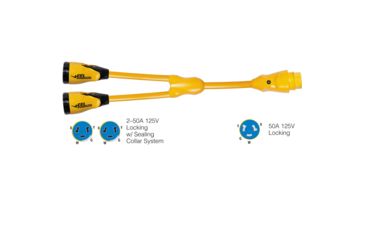 Image of Marinco Y504-2-504 EEL 250A-125/250V Female to 150A-125/250V Male "Y" Adapter - Yellow 49369