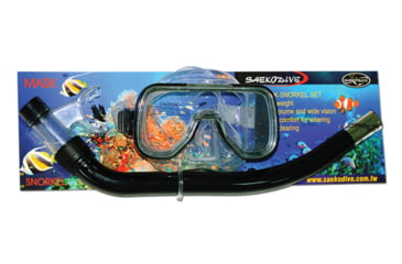 Image of Marine Sports Adult Snorkel Set - Single Pane - PVC - Black, 4044BK