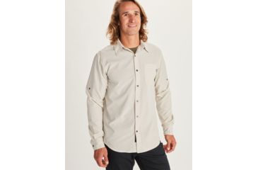 Image of Marmot Aerobora Long Sleeve Top - Mens, Moonbeam, Large, 42110-7384-L