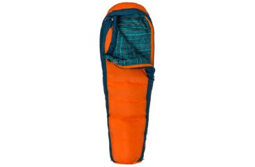 Image of Marmot Banzai Trestles 35 Sleeping Bag - Kid's, Mandarin Orange/Denim, Reg 4ft / Left Zip, 38480-9503-LZ