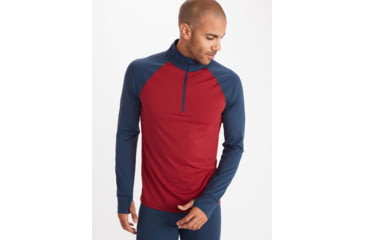 Image of Marmot Baselayer 1/2 Zip - Mens, Brick/Dark Indigo, Large, 82080-7471-L