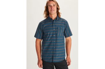 Image of Marmot Beacon Hill Short Sleeve Shirt - Mens, Denim, Medium, 41910-200-M