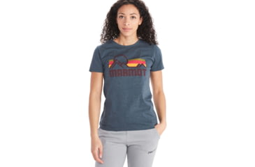 Image of Marmot Coastal Short Sleeve Tee - Womens, Navy Heather, Large, M11869-8550-L