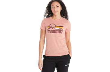 Image of Marmot Coastal Short Sleeve Tee - Womens, Rosewood Pink Heather, Large, M11869-16326-L