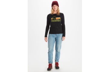 Image of Marmot Coastal Tee Long Sleeve - Womens, Black/Military Green, Medium, M13281-20715-M