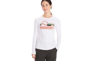 Image of Marmot Coastal Tee Long Sleeve - Womens, White/Rose Gold, Medium, M13281-20753-M