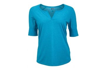 Image of Marmot Cynthia Short Sleeve Shirt - Women's -Aqua Blue-Small