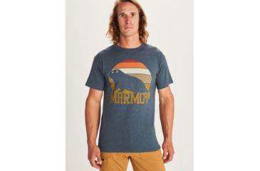 Image of Marmot Dawning Short Sleeve T-Shirt - Mens, Navy Heather, Large, 41840-8550-L