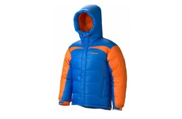 Image of Greenland Baffled Jacket - Men's-Medium-Cobalt Blue/Orange Spice