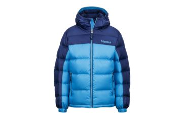 Image of Marmot Guides Down Hoody - Boy's-Bahama Blue/Arctic Navy-Medium