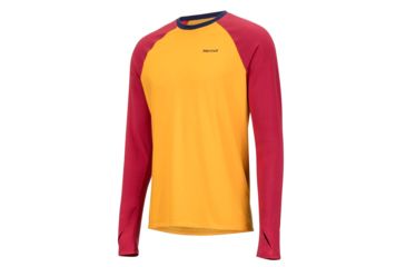 Image of Marmot Lightweight Kestrel Long Sleeve Crew - Mens, Golden Sun/Sienna Red, XL, 10910-9778-XL