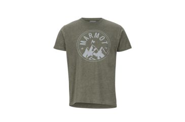 Image of Marmot Perimeter Tee Short Sleeve - Mens, Olive Heather, Small, 43430-4480-S