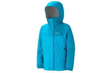 Image of Marmot Precip Jacket Clearance - Girl's-X-Large-Blue Sea/Green Lime