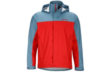 Image of Marmot Precip Jacket - Men's-Rocket Red/Moon River-X-Large