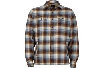 Image of Marmot Ridgefield Long Sleeve Flannel - Men's -Rich Brown-Large