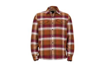 Image of Marmot Ridgefield Long Sleeve Flannel Shirt - Mens, Dark Rust, S, 44300-9805-S