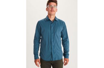 Image of Marmot Runyon Long Sleeve Shirt - Mens, Denim, Medium, 41380-200-M