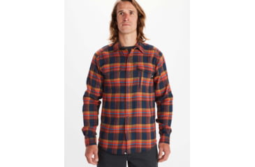 Image of Marmot Tromso Midweight Flannel Long Sleeve - Mens, Dark Indigo, Large, 33320-2835-L