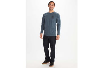 Image of Marmot Wilderness Guide Long Sleeve Tee - Mens, Navy Heather, Medium, M11730-8550-M