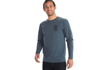 Image of Marmot Wilderness Guide Long Sleeve Tee - Mens, Navy Heather, Medium, M11730-8550-M