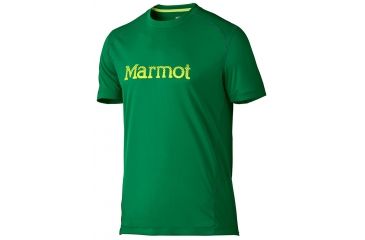 Image of Marmot Windridge Short Sleeve Graphic Tee - Men's-Greenway/Hyper Yellow-XX-Large