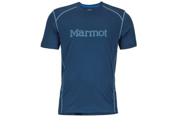 Image of Marmot Windridge Short Sleeve Graphic Tee - Men's-Vintage Navy/Arctic Ice-Medium