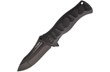 Image of MARSER Kampfer 21 Linerlock Black Folding Knife,3.625in,Standard Edge,Drop Point,Black G10 Handle MRSKA21