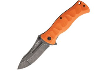 Image of MARSER Kampfer 212 Linerlock Orange Folding Knife,3.625in,Standard Edge,Drop Point,Black Stonewash,Orange,G10 Handle MRSKA212