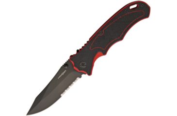Image of MARSER Kampfer 9 Linerlock Black/Red Folding Knife,4in,Partially Serrated,Black MRSKA9
