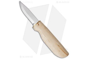 Image of Marttiini Knives New Handy Curly Birch Fixed Blade Knife, 3.00in, Stainless Steel, Clip Point Blade, Birch Wood Handle, Steel/Wood, 7.625in, BHQ-27587