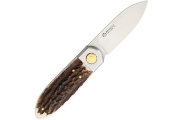 Image of Maserin Hunting Knife Stag Folding Knife,3in,N690 Steel,Standard Edge,Spear Point,Mirror Polish,Stag Handle MAS181CV