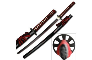 Image of Master Cutlery Fixed Blade, 40.5in, Carbon Steel Blade, Black And Red Cord Wrapped Handle SW-519B