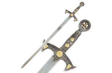 Image of Master Cutlery Fixed Blade, 40.5in, Stainless Steel Blade, Gold Metal Plate On Handle D-5001