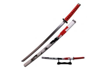 Image of Master Cutlery Fixed Blade, 40in, Carbon Steel Blade, Red Cord Wrapped Handle SW-79