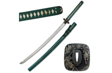 Image of Master Cutlery Fixed Blade, 41in, Carbon Steel Blade, Green Cord Wrapped Handle SW-541GN