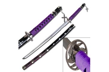 Image of Master Cutlery Fixed Blade, 41in, Carbon Steel Blade, Purple Cord Wrapped Handle DH-007PB
