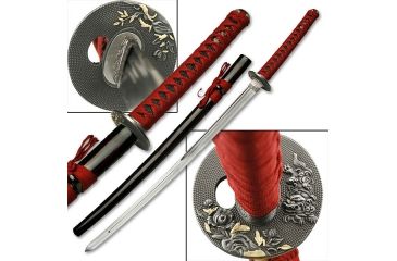 Image of Master Cutlery Fixed Blade, 41in, Stainless Steel Blade, Red Cord Wrapped Handle JL-595