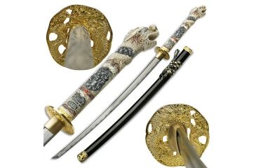 Image of Master Cutlery Fixed Blade, 43in, Carbon Steel Blade, Dragon Head Handle JL-003HM