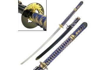 Image of Master Cutlery Fixed Blade, 46in, Stainless Steel Blade, Hidden Tanto In Blue Handle JS-647BL