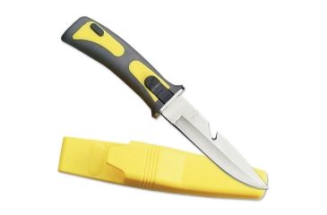 Image of Master Cutlery Fixed Blade, 9in, Stainless Steel Blade, Yellow Contoured Rubber Handle YK-407Y