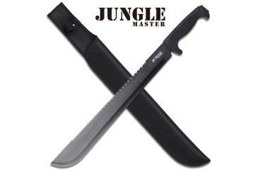 Image of Master Cutlery Jungle Master Machete, Blk Hnd, Black Bld, Nylon Sheath MC-JM-014