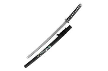 Image of Master Cutlery SW-82BK Samurai Sword, Stainless Steel Blade, Cord Wrapped Handle w/ Menuki, Black, SW-82BK