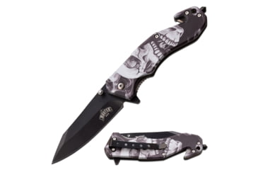 Image of Master USA Drop Point Spring Assisted Knife, 3.25 in, 3Cr13 Stainless Steel Stainless Steel, Black/Grey, MU-A112GX