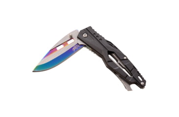 Image of Master USA Drop Point Spring Assisted Knife, 3.5 in, 3Cr13 Stainless Steel Stainless Steel, Rainbow Black, MU-A108RB