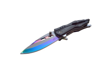 Image of Master USA Drop Point Spring Assisted Knife, 3.5 in, 3Cr13 Stainless Steel Stainless Steel, Rainbow Black, MU-A108RB