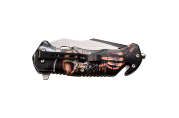 Image of Master USA Embossed Printing Spring Assisted Knife, 3.75 in, 3Cr13 Stainless Steel Stainless Steel, Drop Point, Black/Red, MU-A116C
