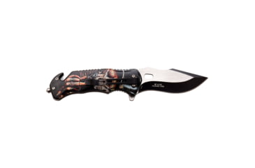 Image of Master USA Embossed Printing Spring Assisted Knife, 3.75 in, 3Cr13 Stainless Steel Stainless Steel, Drop Point, Black/Red, MU-A116C