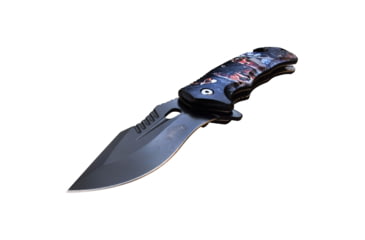 Image of Master USA Embossed Printing Spring Assisted Knife, 3.75 in, 3Cr13 Stainless Steel Stainless Steel, Drop Point, Multicolor Indians, MU-A116I